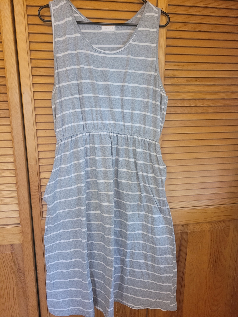 Casual Striped Midi Dress - Gray & White